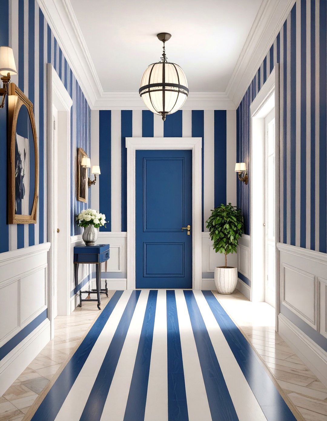 Striped Hallway Wallpaper for Instant Lengthening - 20 Hallway Wallpaper Ideas