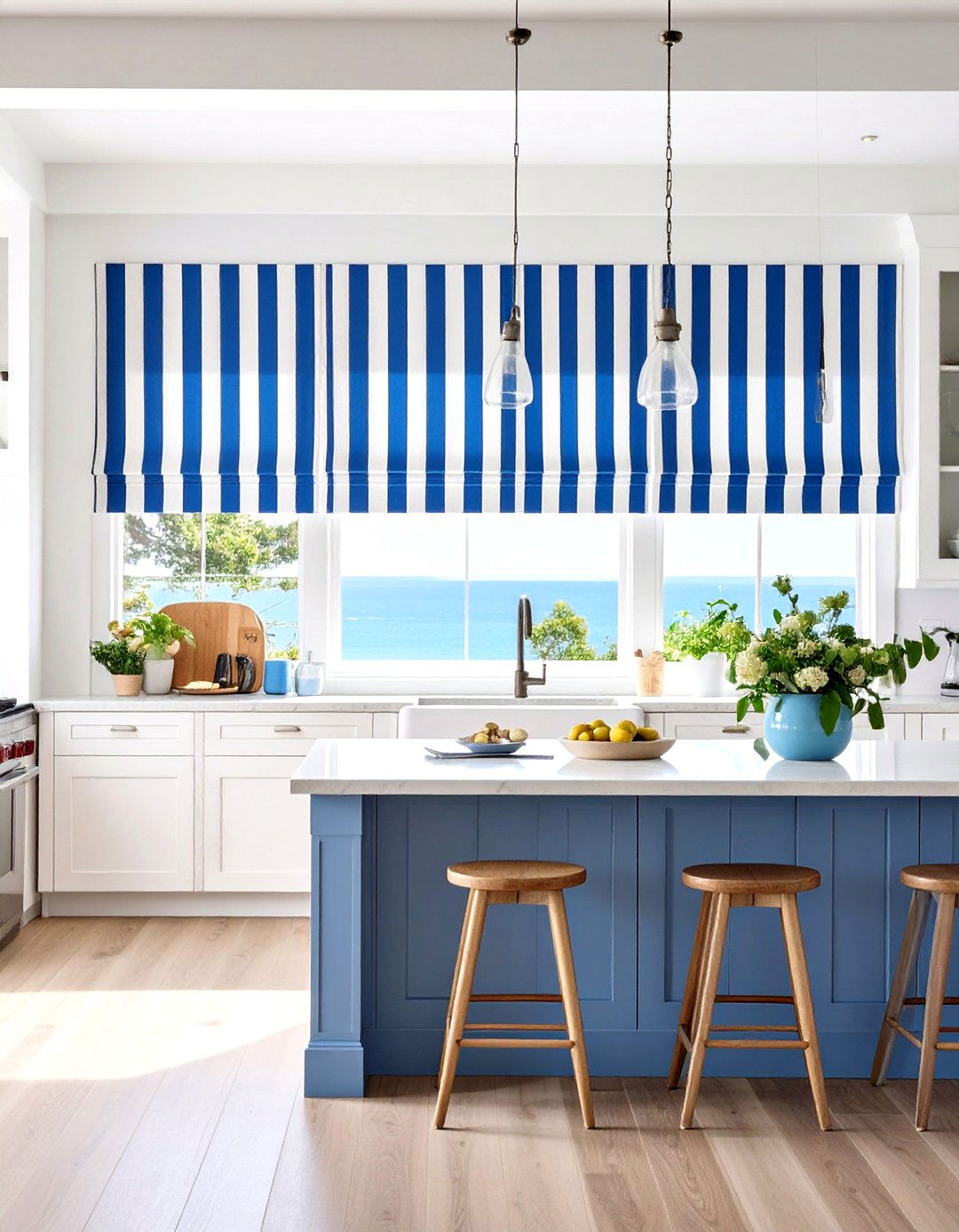 Striped Kitchen Valance Nautical Charm - 20 Kitchen Valance Ideas