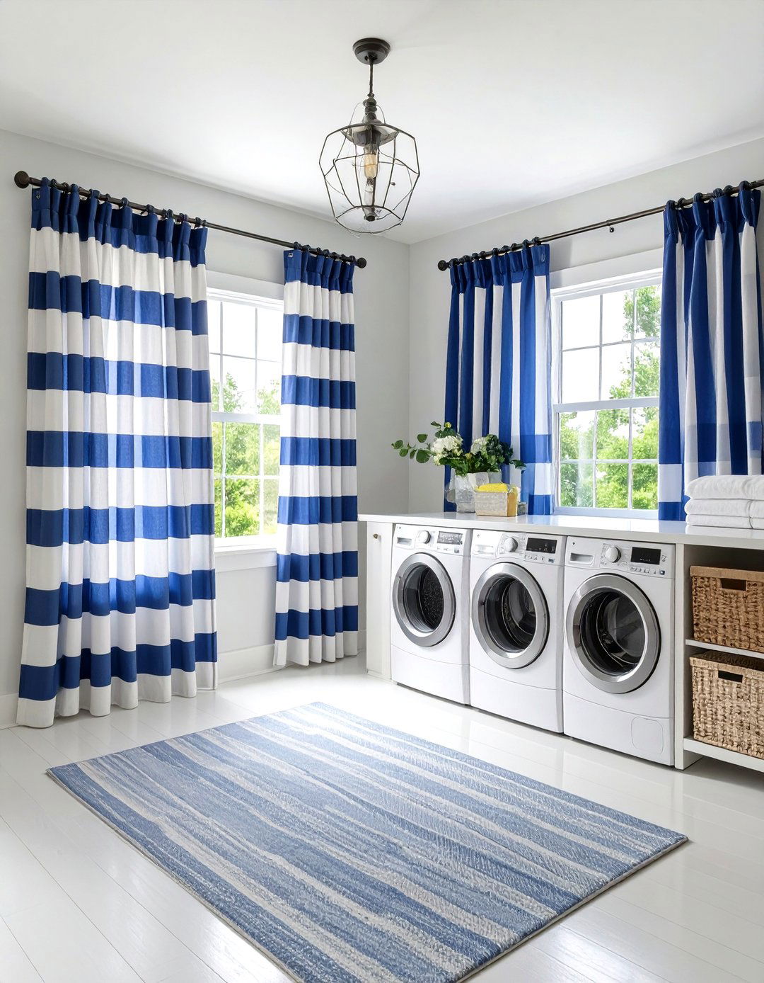 Striped Laundry Room Curtain Pattern Design - 20 Laundry Room Curtain Ideas