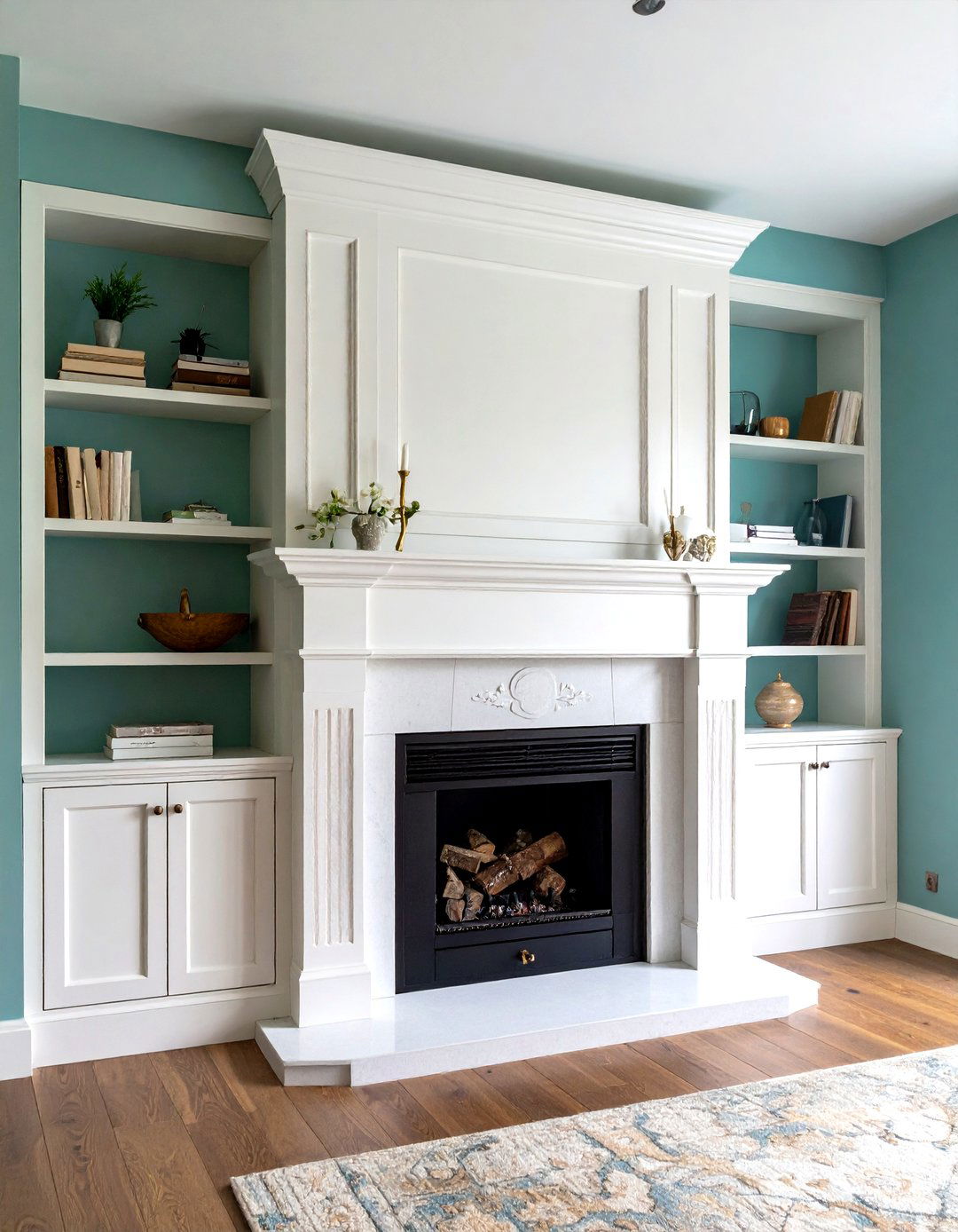Stucco Fireplace with Built In Shelves - 20 Stucco Fireplace Ideas