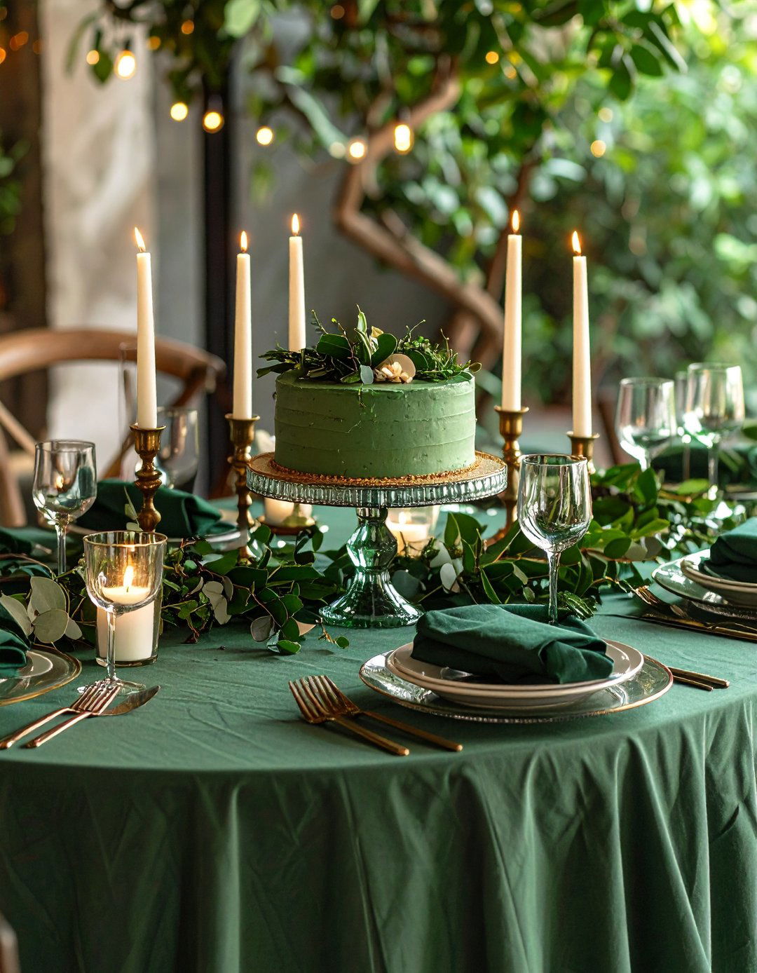 Styled Cake Table - 20 Sage Green Wedding Ideas
