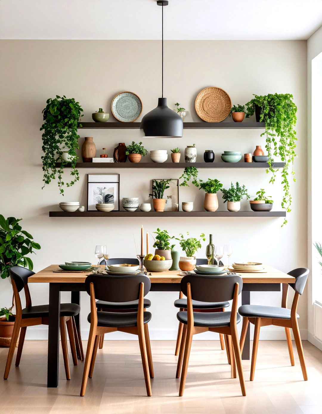 Styled Dining Room Wall Shelves - 20 Dining Room Wall Decor Ideas