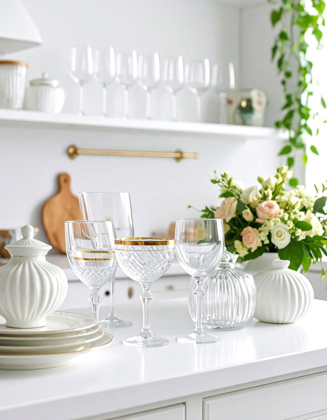 Styled Milk Glass Accessories - 20 Vintage Kitchen Ideas