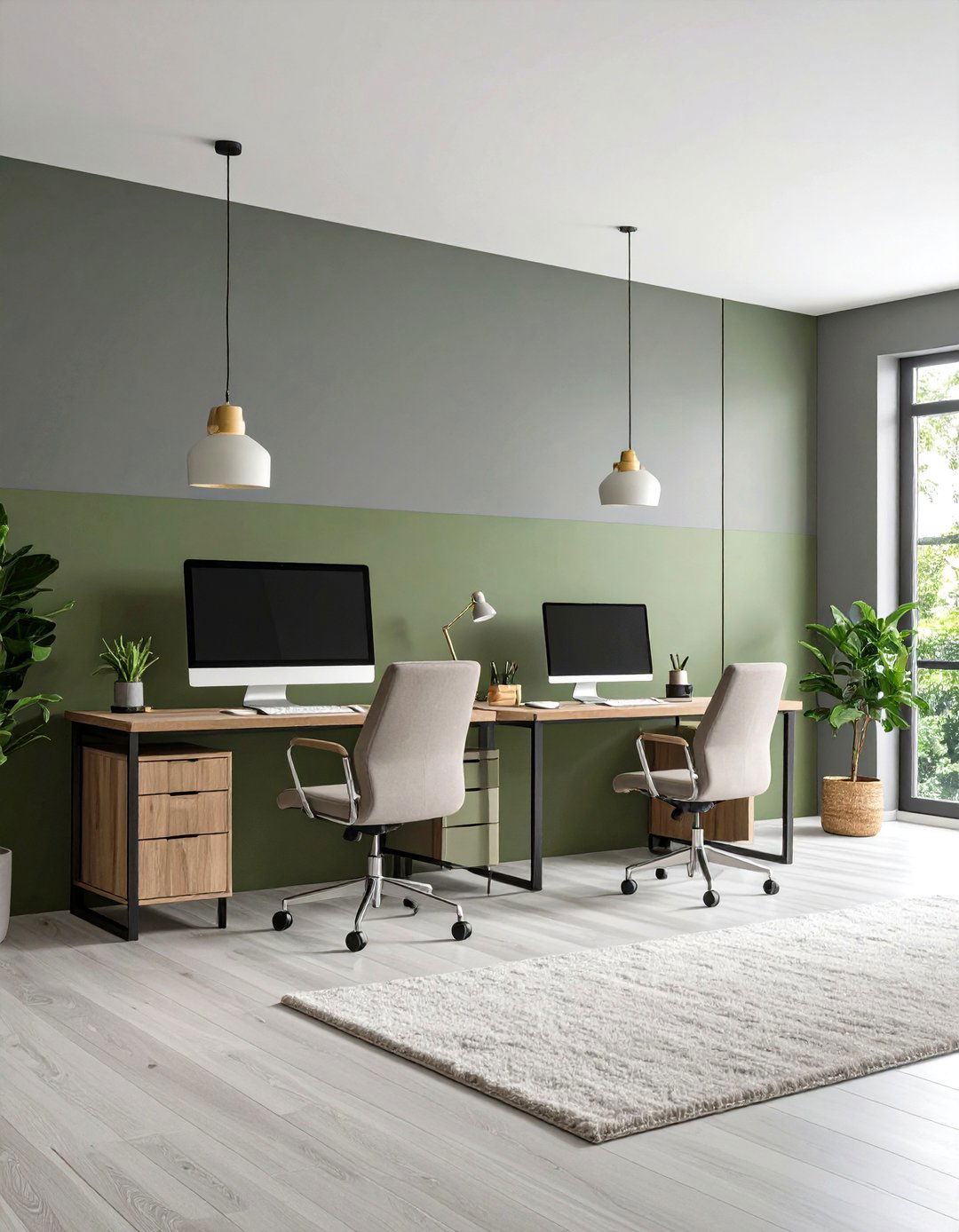 Subdued Naturals Olive and Stone - 20 Two Tone Wall Paint Ideas