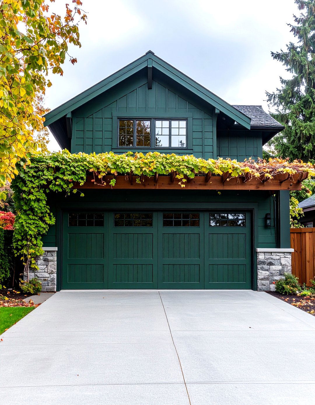 Subtle Dark Green Exterior for Garages and Outbuildings - 20 Dark Green Exterior Ideas