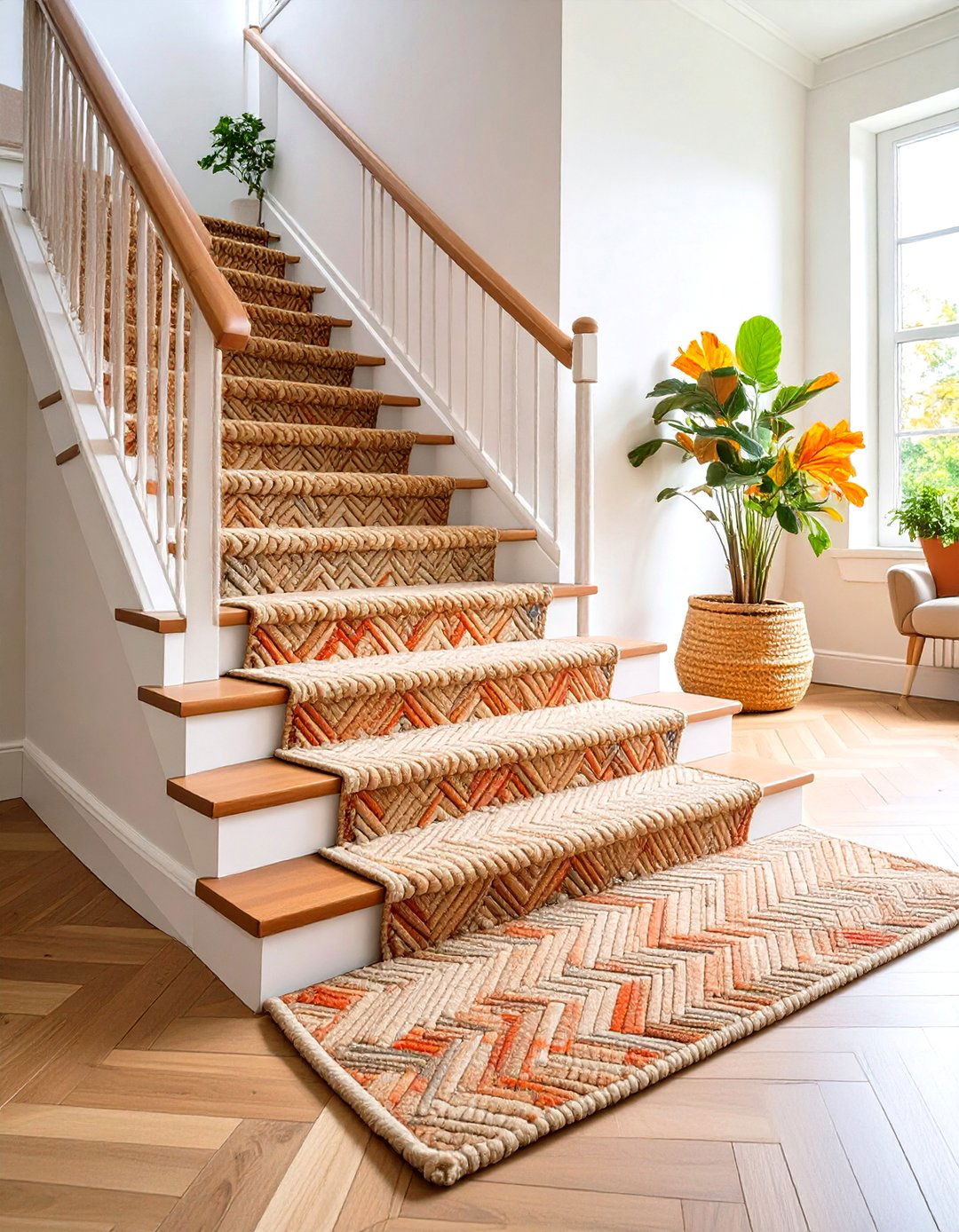 Subtle Herringbone Weave - 20 Stair Runner Ideas