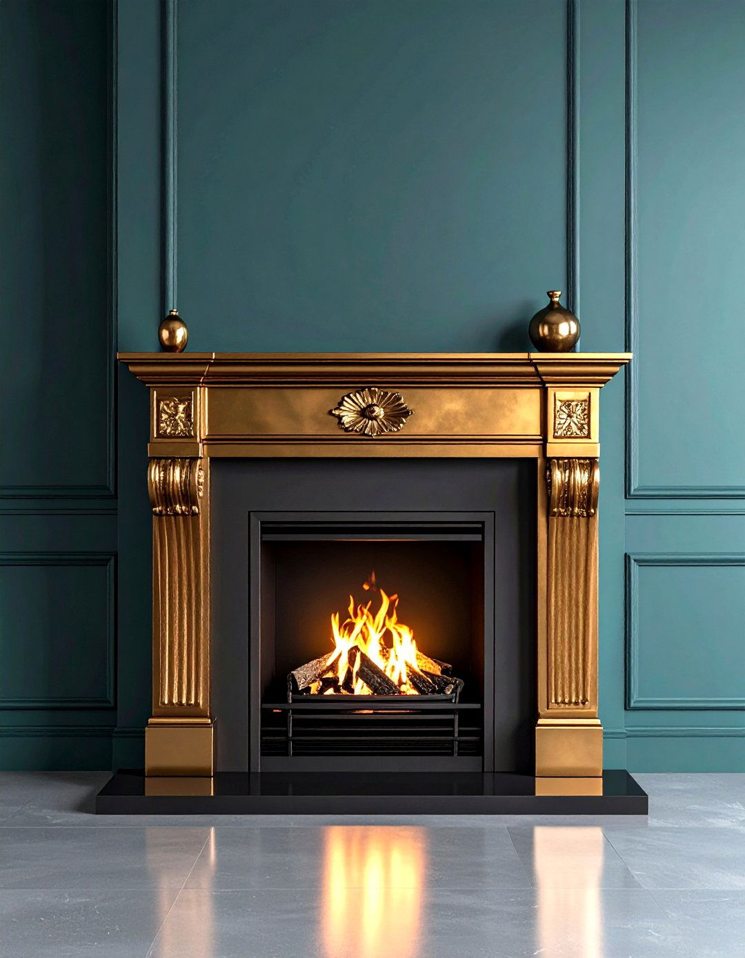 Subtly Metallic Bronze Fireplace Sheen - 20 Fireplace Paint Ideas