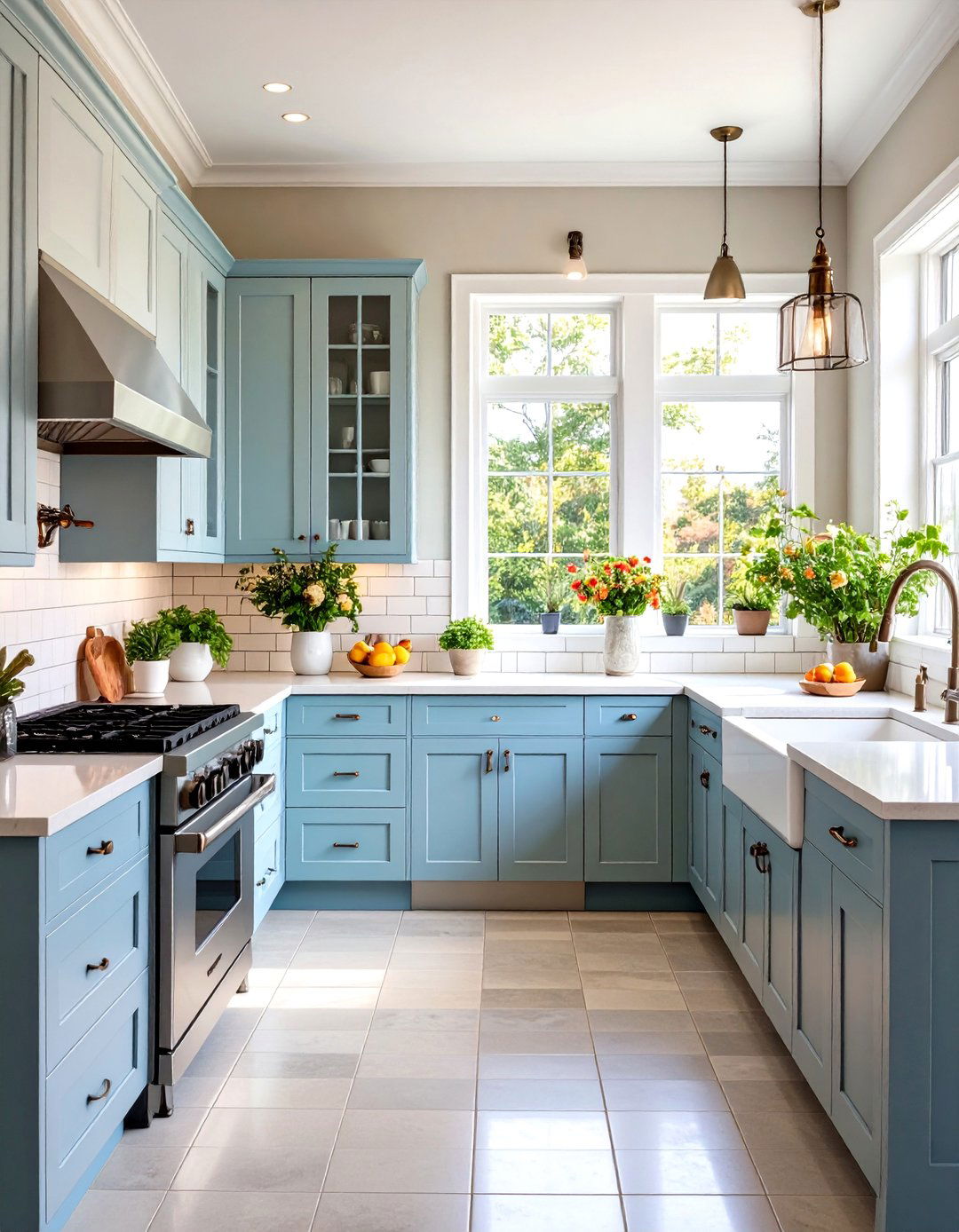 Subway Tile Backsplash Kitchens With Grey Floors - 20 Kitchens With Grey Floors