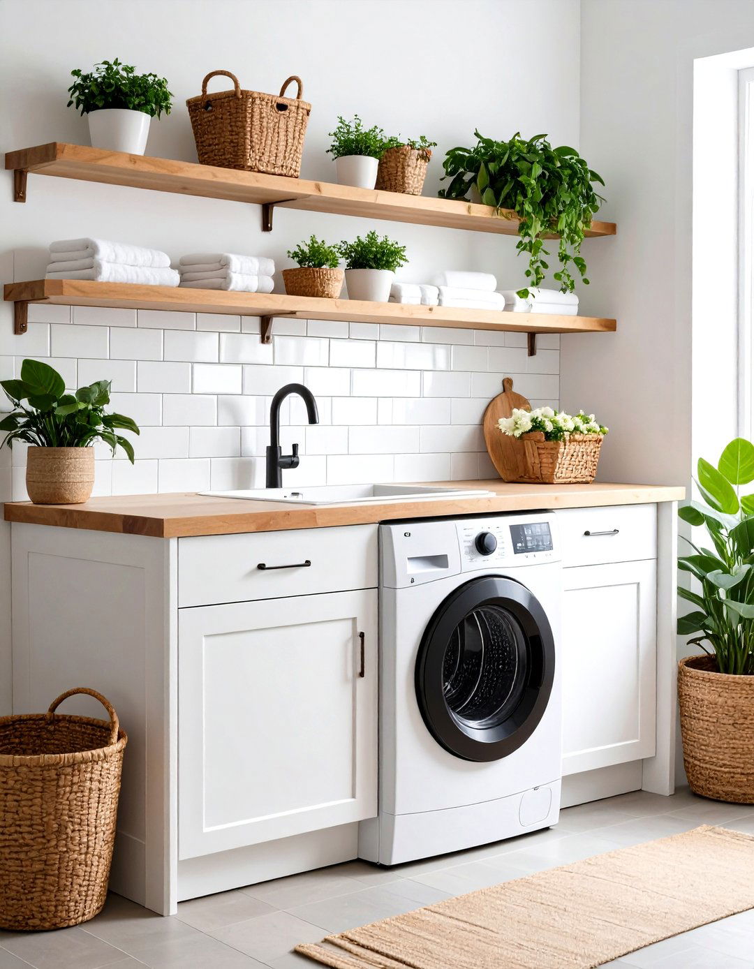 Subway Tile Backsplash for Classic Appeal - 20 Farmhouse Laundry Room Ideas