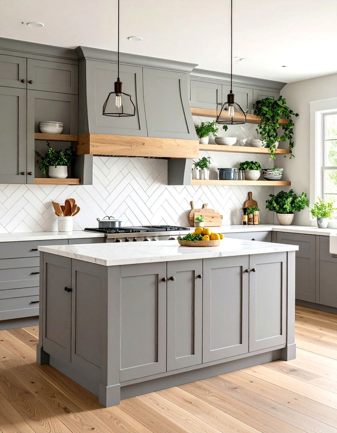Subway Tile Backsplashes with Gray Farmhouse Cabinets - 20 Farmhouse Kitchen With Gray Cabinets Ideas