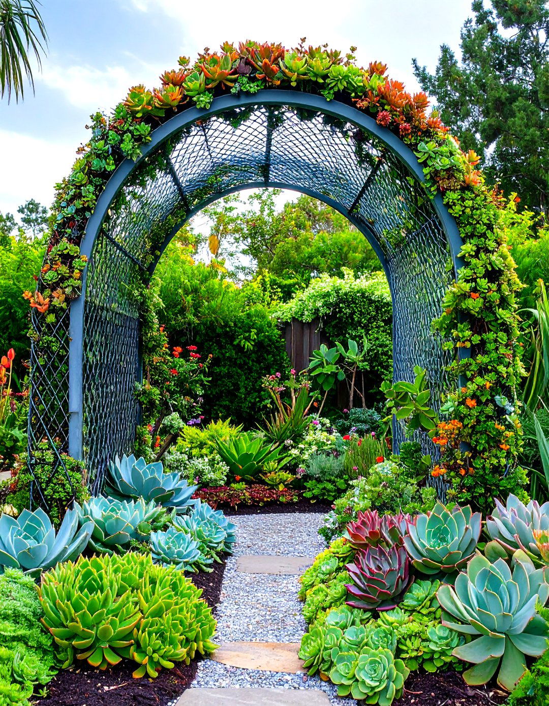Succulent Covered Garden Arch for Dry Gardens - 20 Garden Arch Ideas