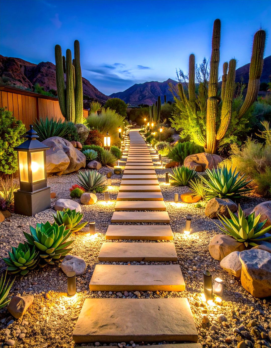 Succulent Framed Desert Stepping Path - 20 walkway ideas