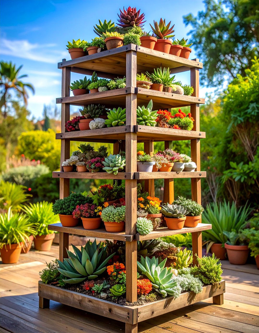 Succulent Tiered Display - 20 Tiered Garden Ideas