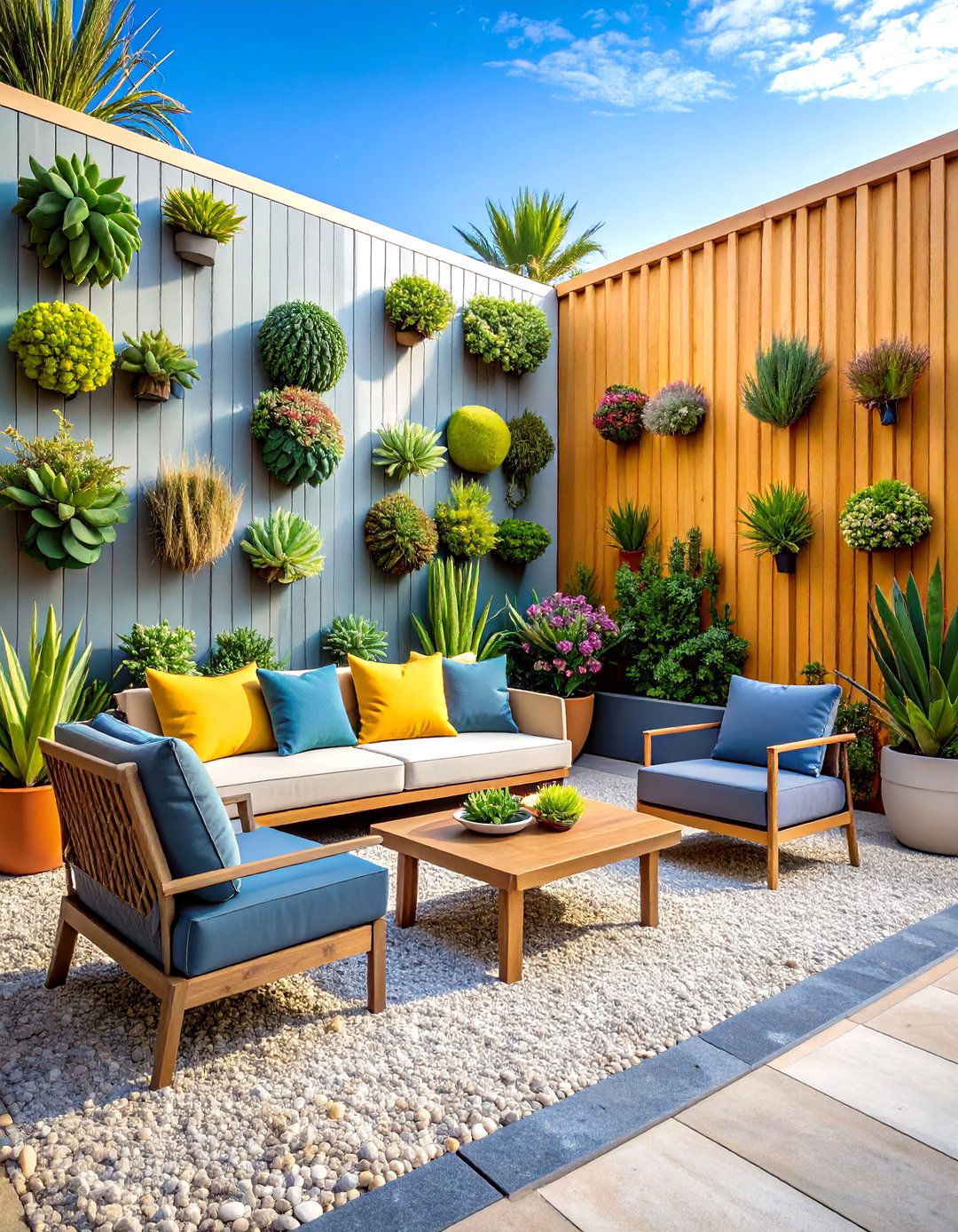 Succulent Wall Privacy Patio Garden - 20 Privacy Patio Ideas