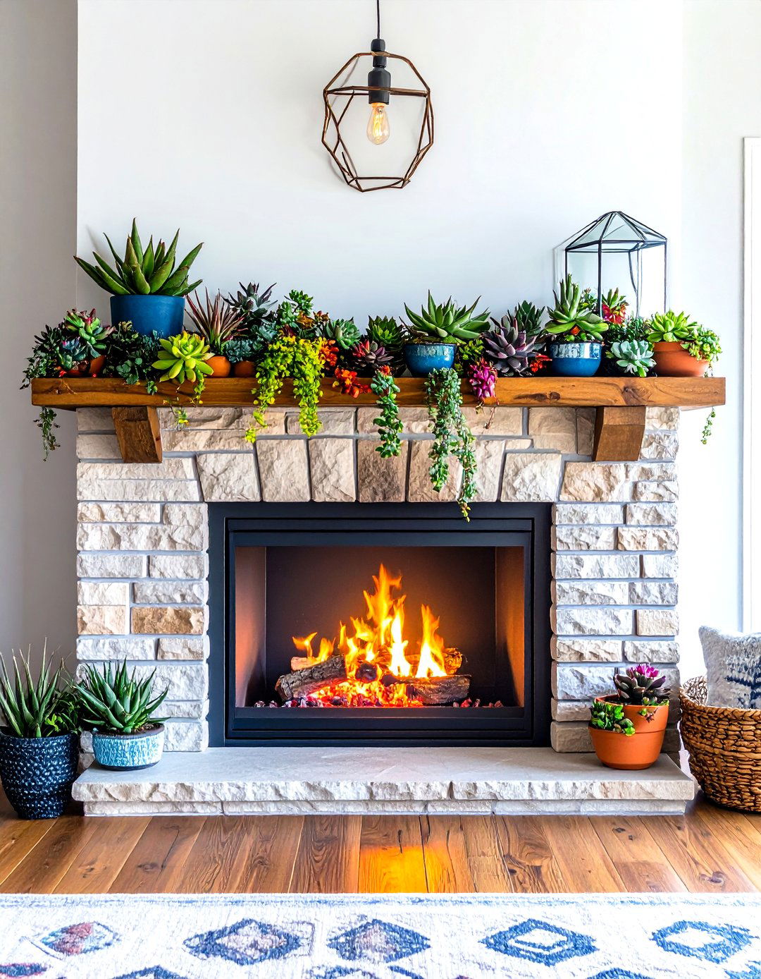 Succulent and Air Plant Mantel Garland - 20 Mantel Garland Ideas
