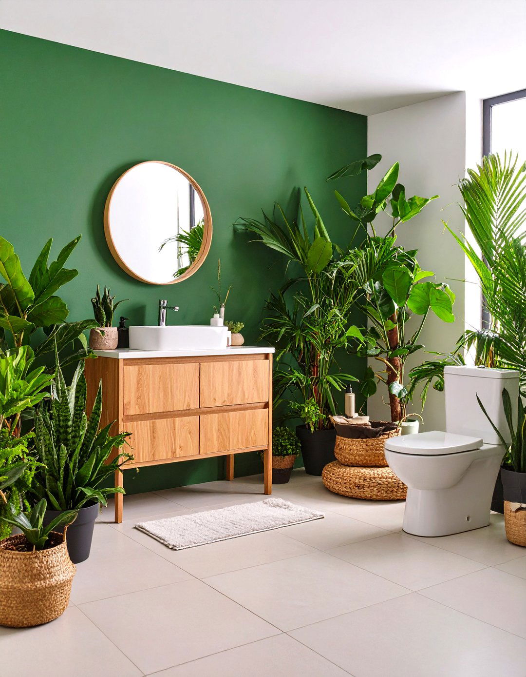 Succulent and Greenery Displays in a Powder Room - 20 Green Powder Room Ideas