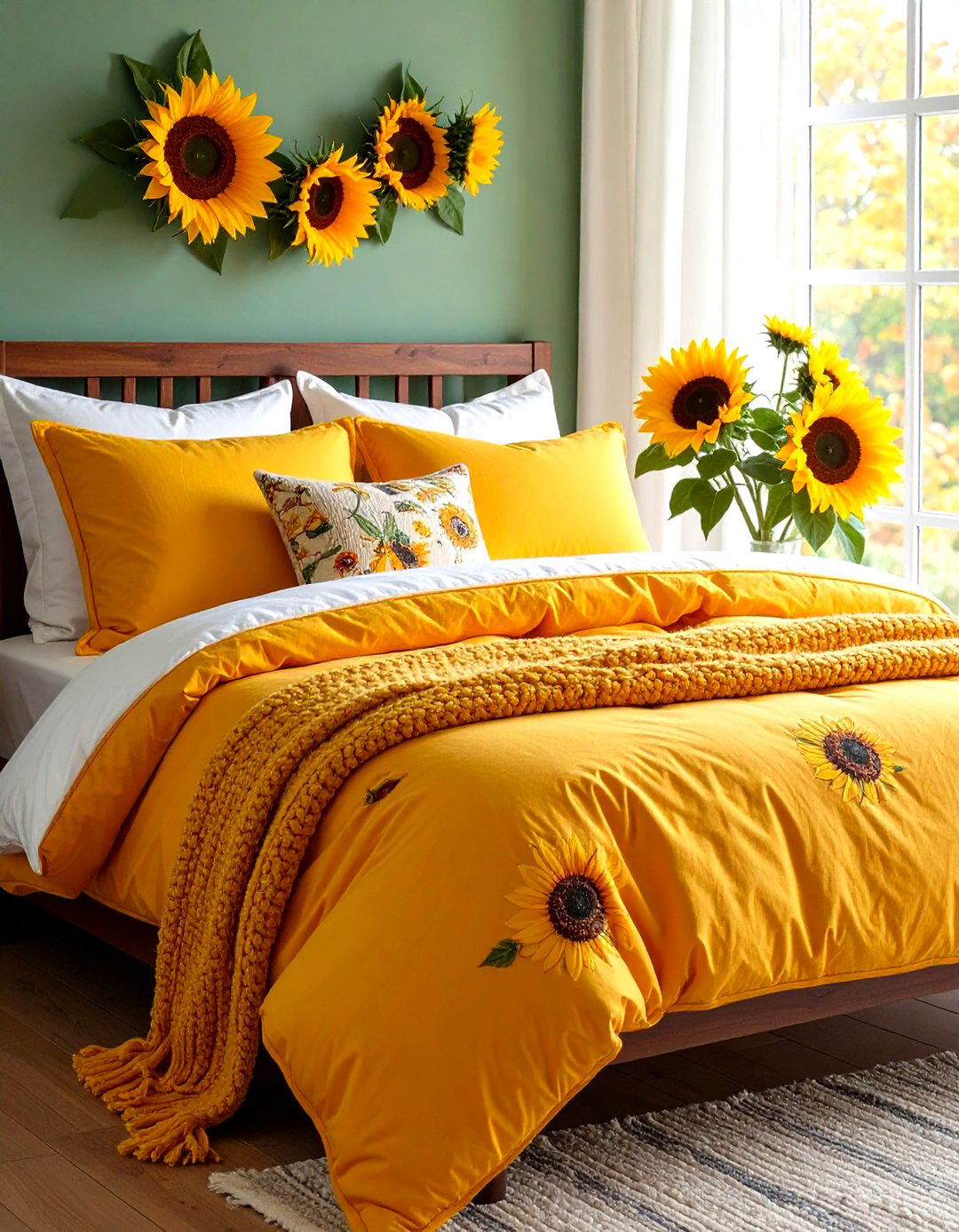 Sunflower Bedding Bliss - 20 Sunflower Bedroom Ideas