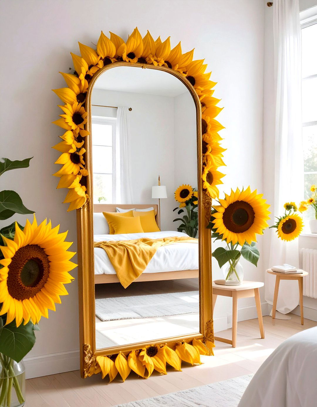 Sunflower Mirror Magic - 20 Sunflower Bedroom Ideas