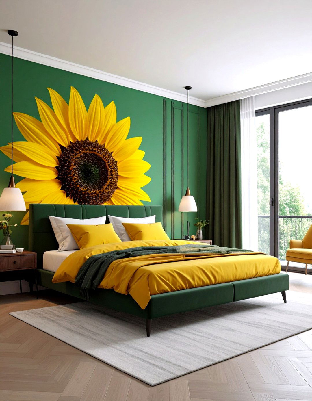 Sunflower Statement Wall - 20 Sunflower Bedroom Ideas