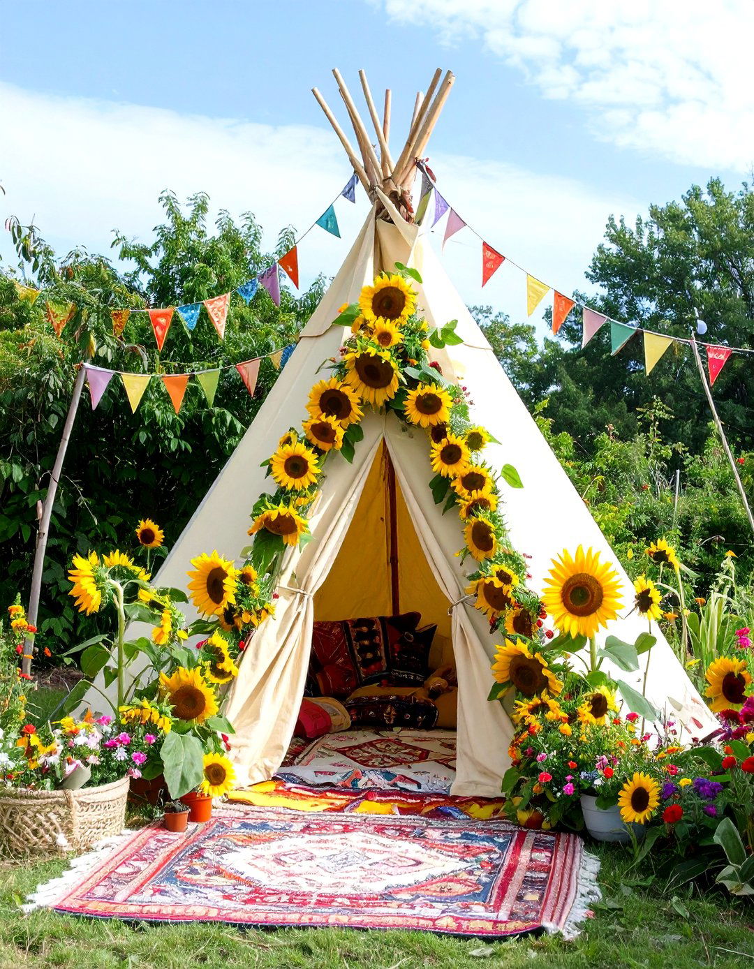 Sunflower Teepee Hideout in the Nursery Garden - 25 Nursery Garden Ideas