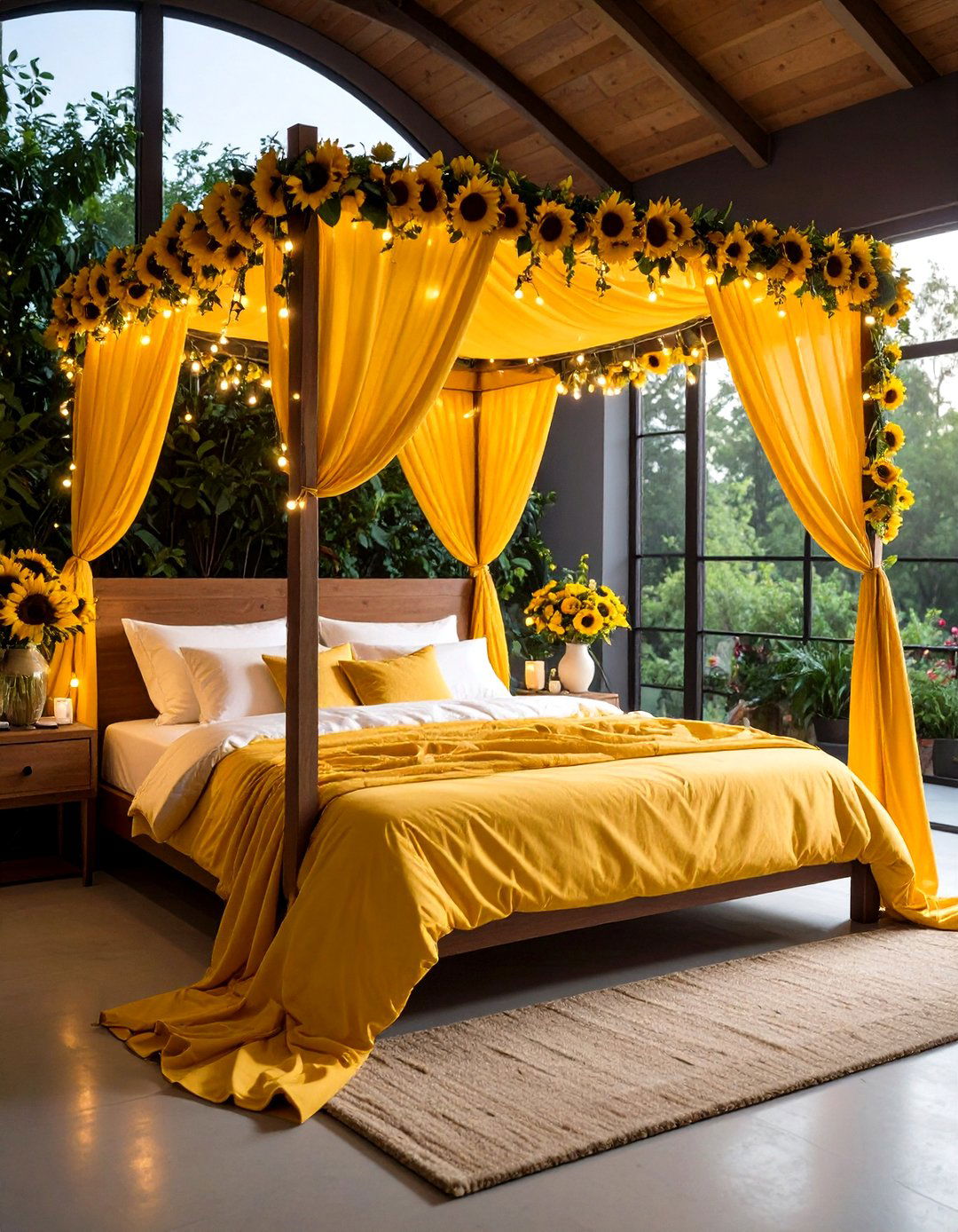 Sunflower Themed Bedroom Canopy - 20 Sunflower Bedroom Ideas