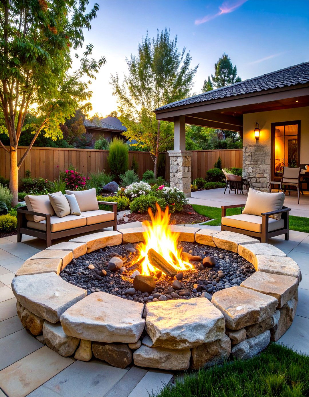 Sunken Boulder Fire Pit Design - 20 Boulder Fire Pit Ideas