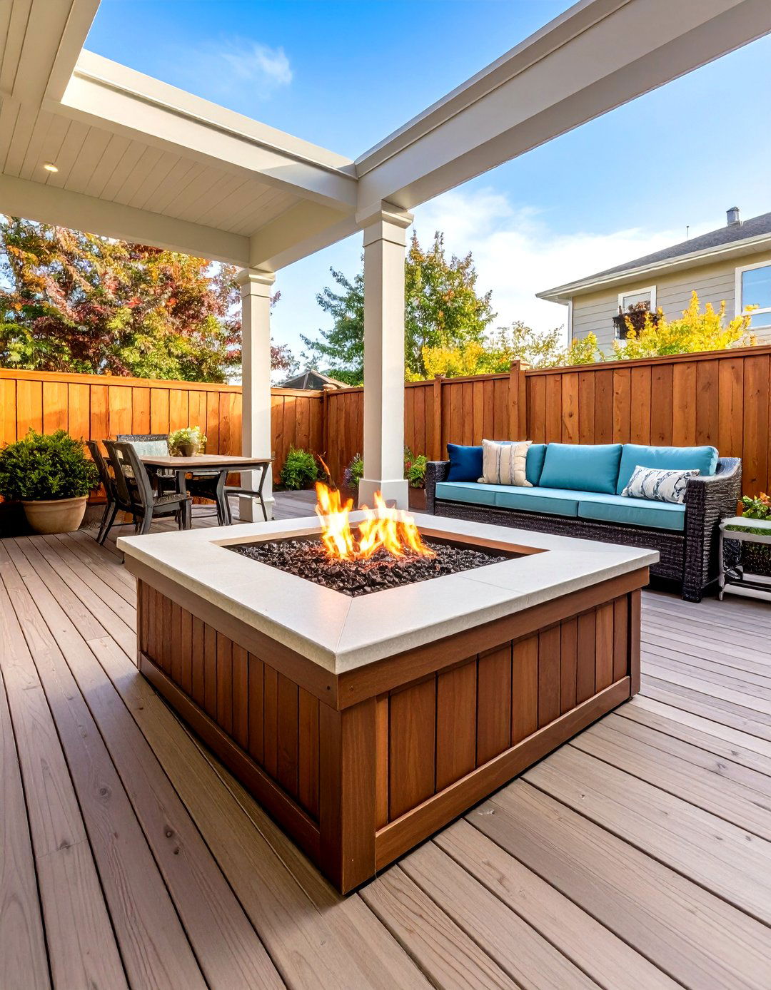 Sunken Fire Pit with Drink Cooler Table - 20 Sunken Fire Pit Ideas