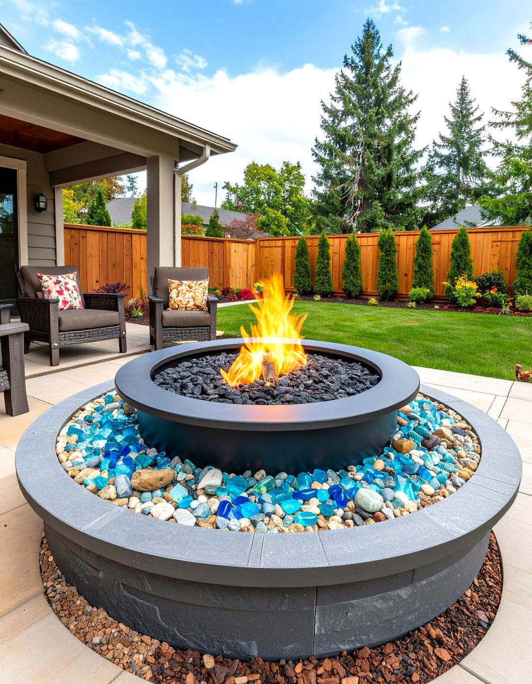 Sunken Fire Pit with Gravel Substrate for Drainage - 20 Sunken Fire Pit Ideas