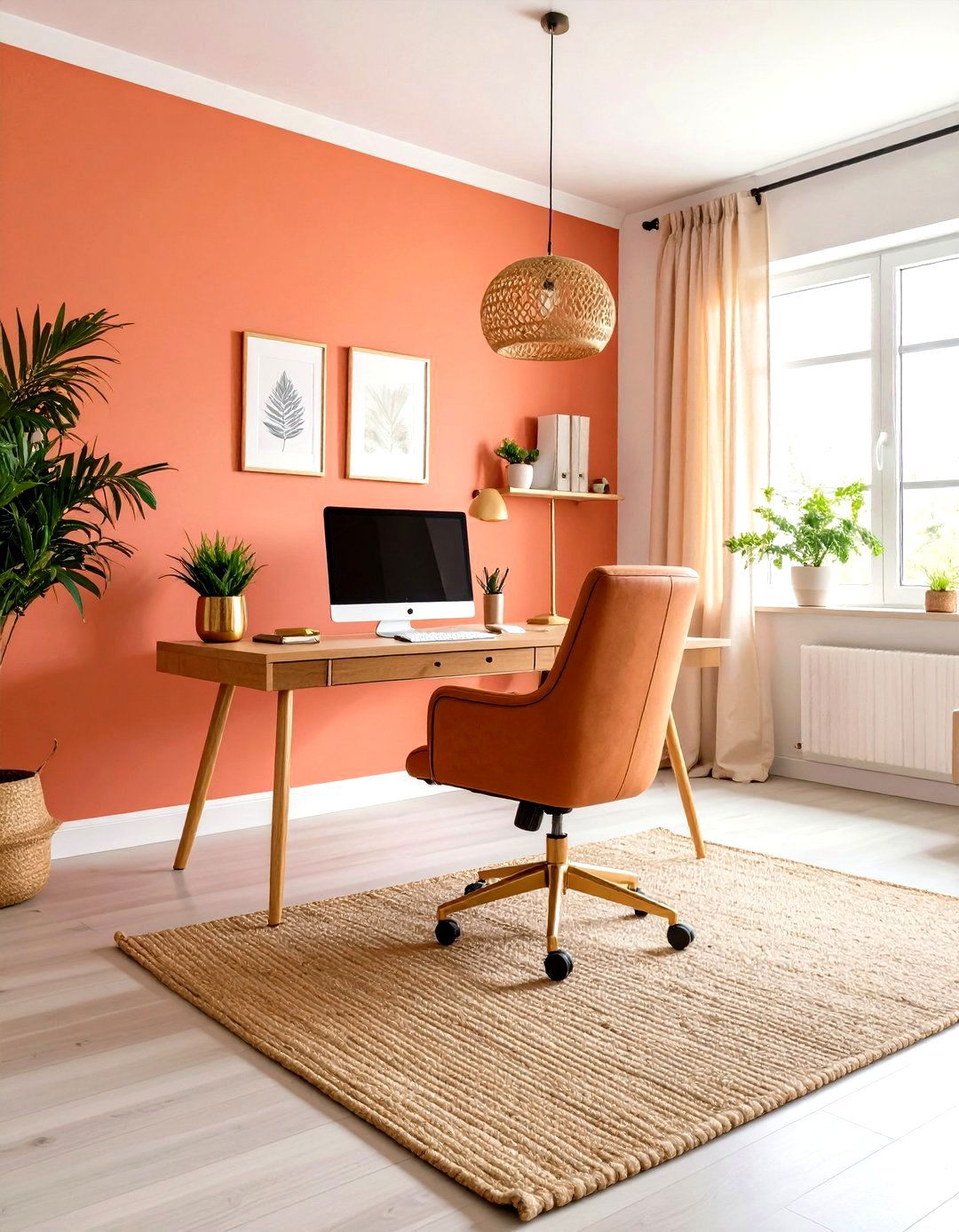 Sunlit Coral Energizing Home Office Paint Color - 20 Home Office Paint Colors