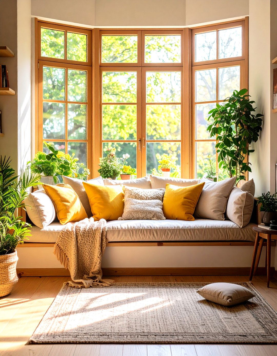 Sunlit Window Seat Nook - 20 Half Wall Ideas