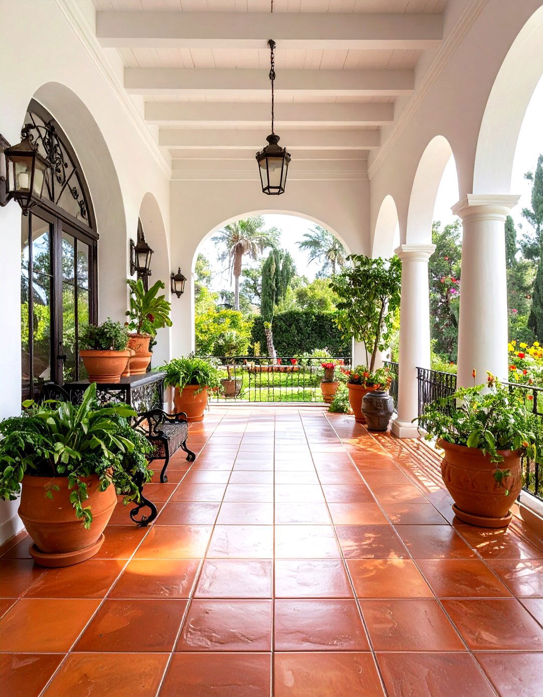 Sunroom Tile Floor with Earthy Terra Cotta Warmth - 20 Sunroom Tile Floor Ideas
