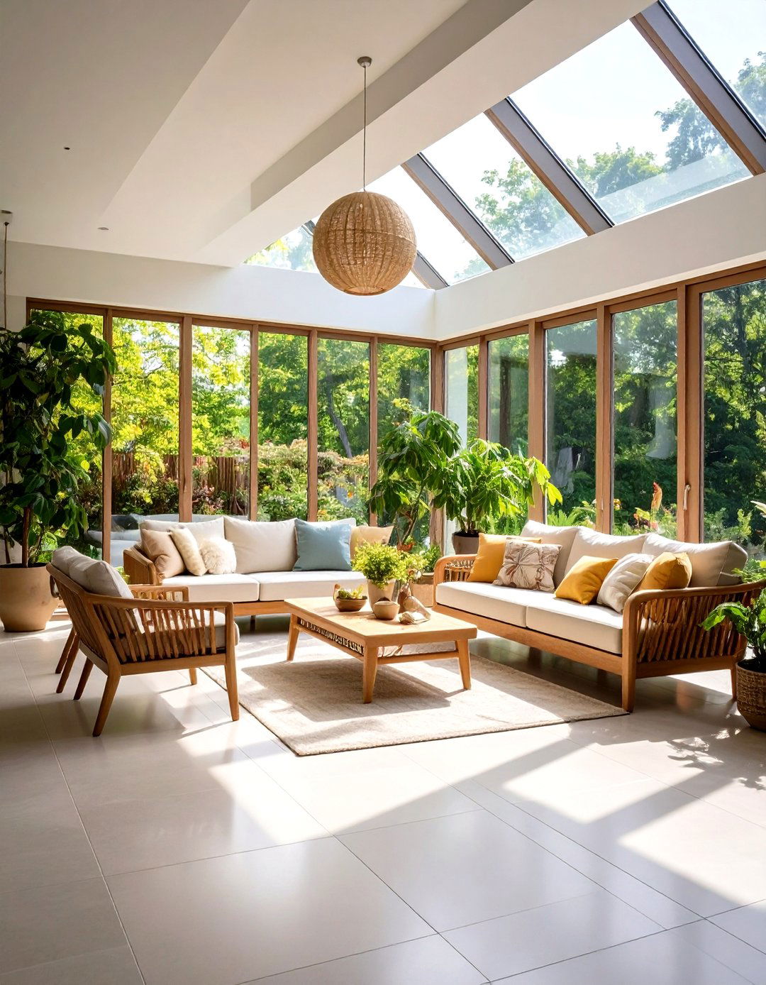 Sunroom Tile Floor with Large Format Minimalist Design - 20 Sunroom Tile Floor Ideas