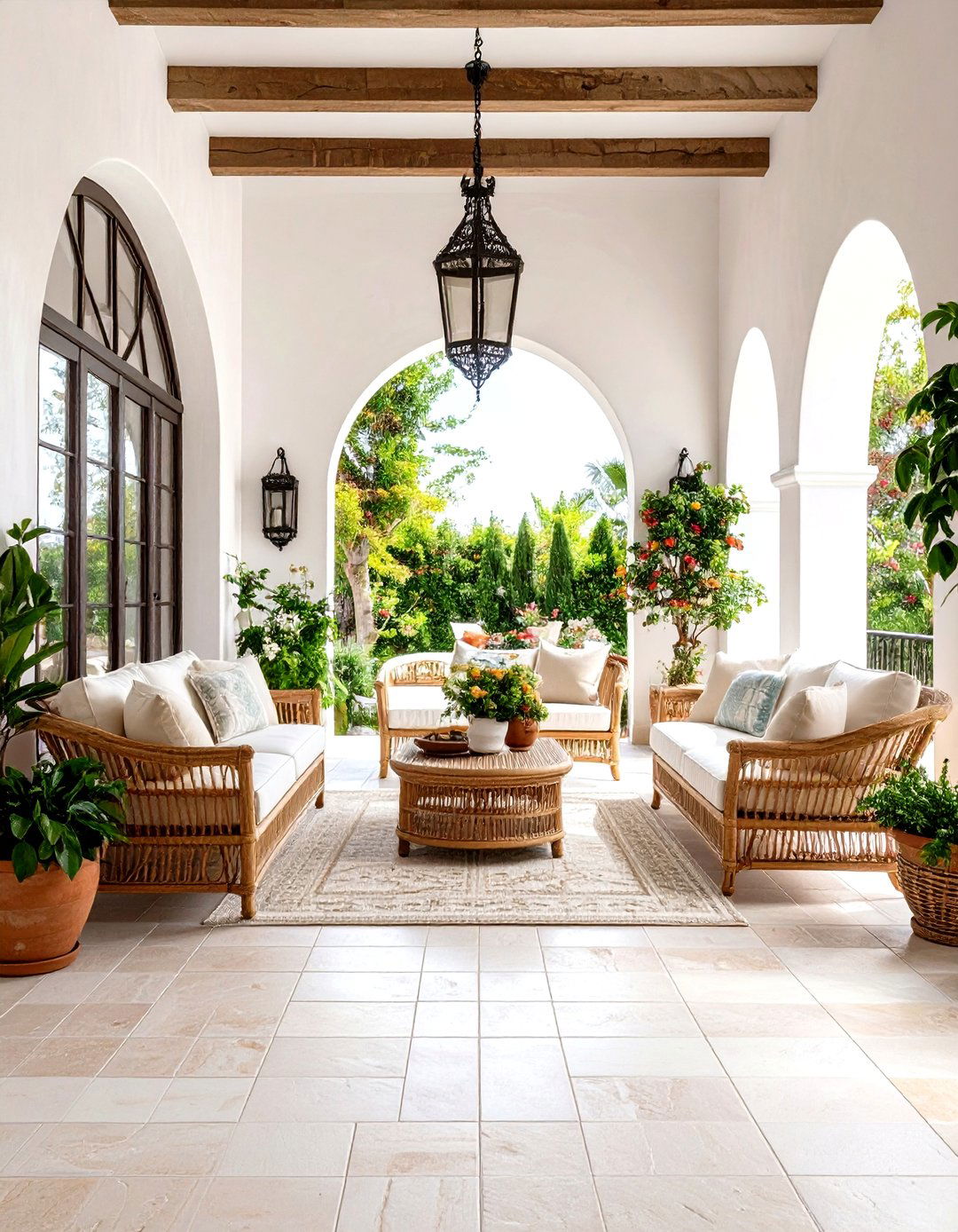 Sunroom Tile Floor with Mediterranean Limestone Luxury - 20 Sunroom Tile Floor Ideas