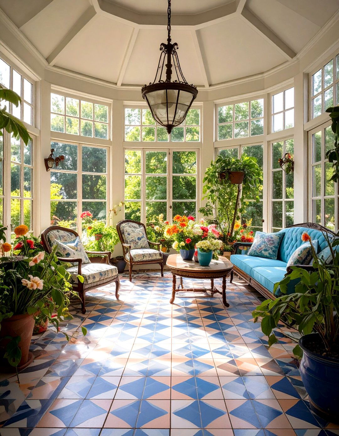 Sunroom Tile Floor with Vintage Inspired Penny Tile Charm - 20 Sunroom Tile Floor Ideas