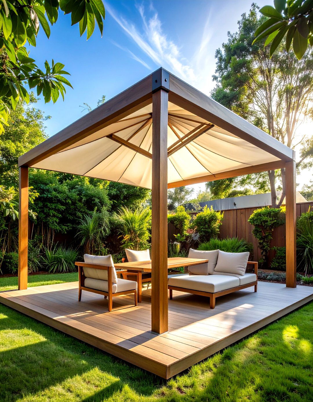Sunshade Sail Pergola - 20 Small Patio Pergola Ideas