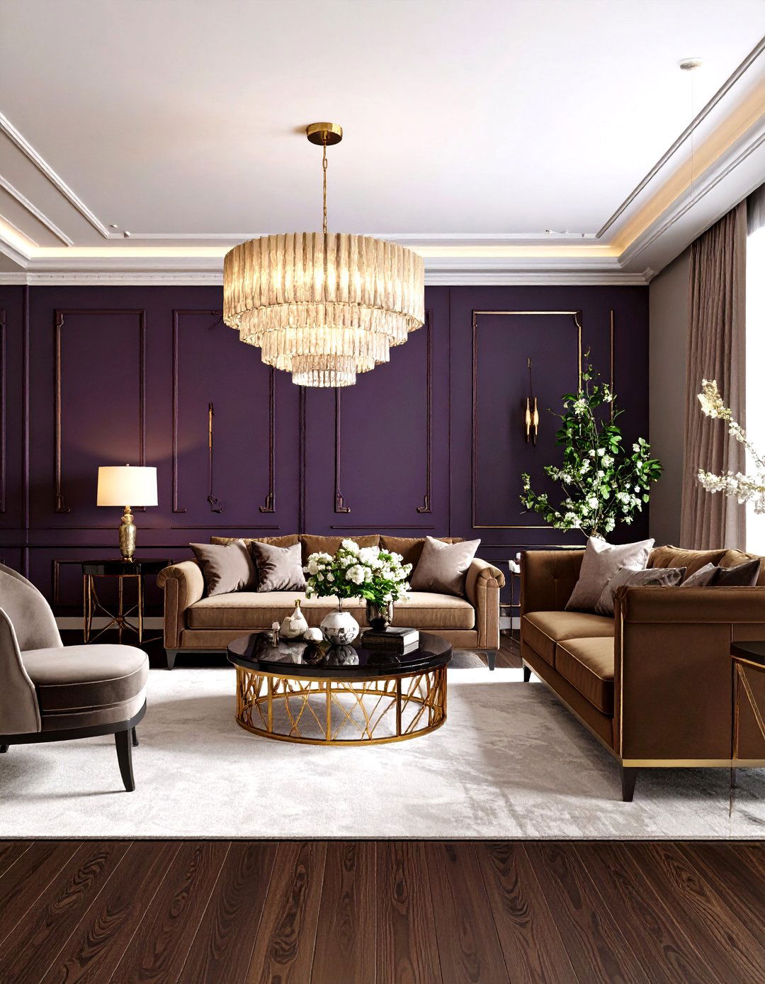 Surround the Space in Moody Jewel Tone Paint - 20 Dark Brown Floor Living Room Ideas