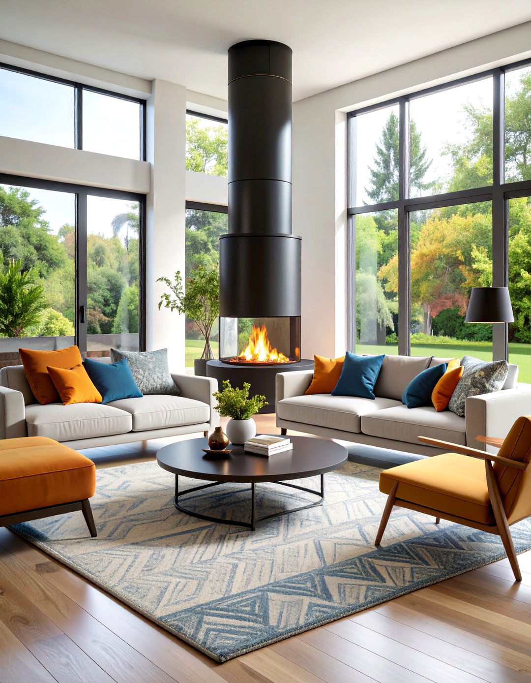Suspended Contemporary Living Room Fireplace - 20 Living Room Fireplace Ideas