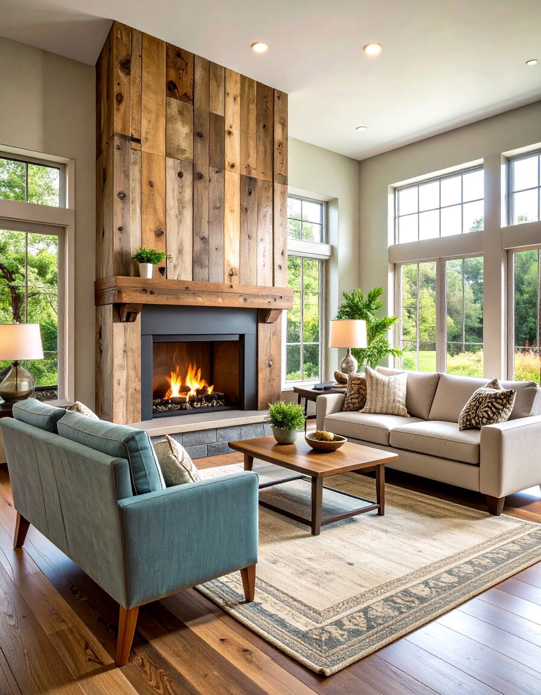 Suspended Linear Fireplace with Floor to Ceiling Glass - 20 linear fireplace ideas