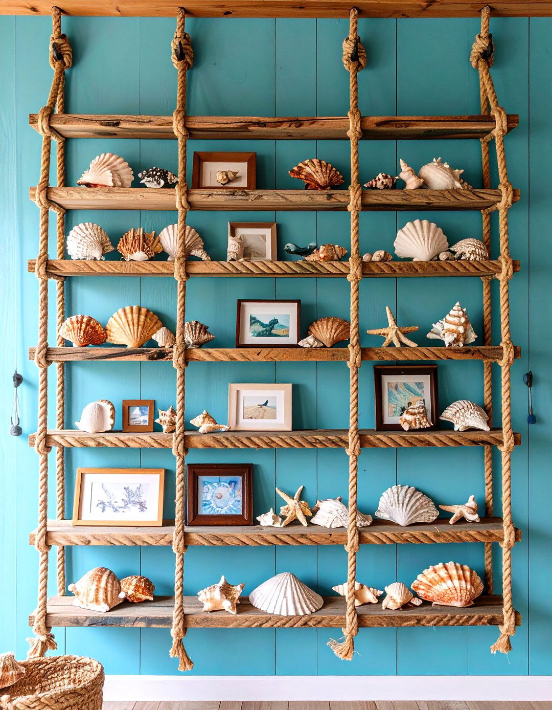 Suspended Rope Shelves Bring Boho Movement - 20 Bedroom Shelving Ideas