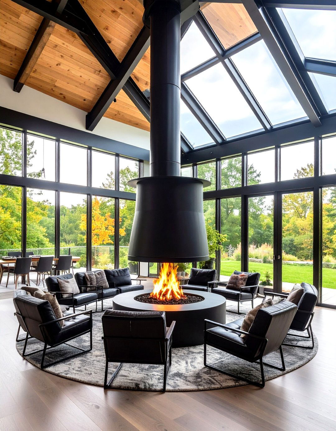 Suspended Sculpture Fireplace - 20 Floor to Ceiling Fireplace Ideas
