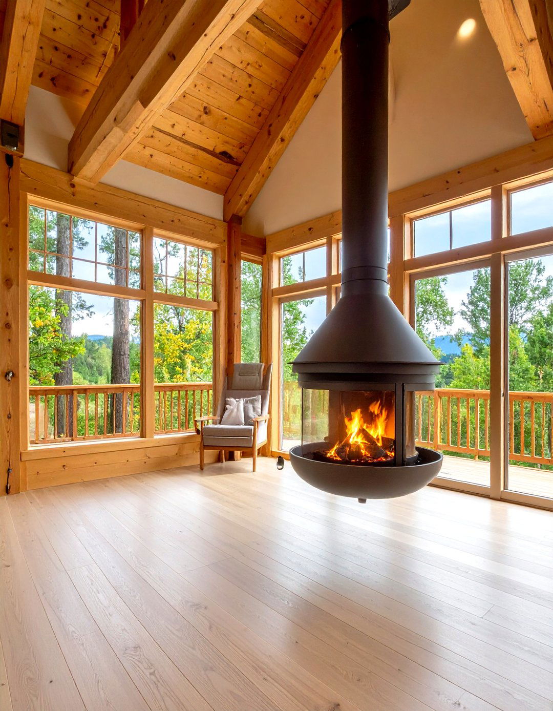 Suspended Steel Fireplace - 20 Scandinavian Fireplace Ideas