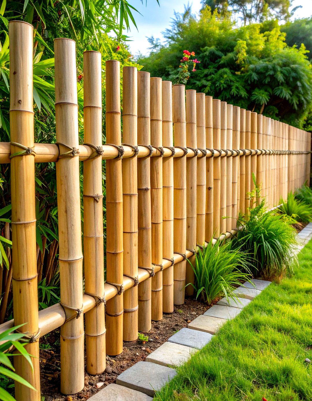 Sustainable Bamboo Pole Decorative Fence - 20 Decorative Fence Ideas
