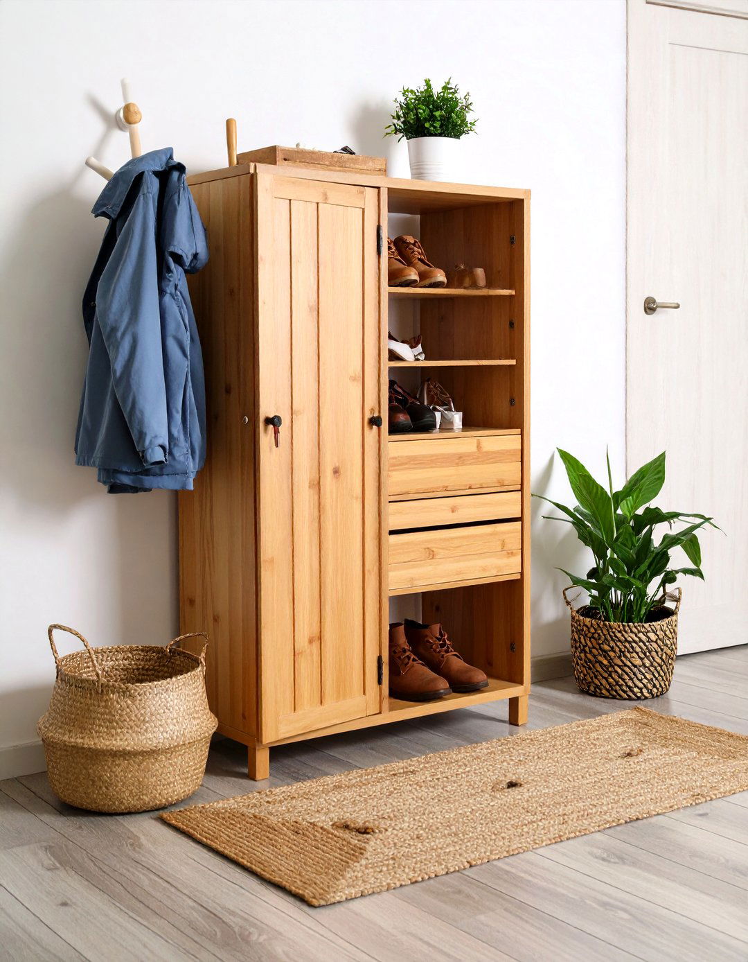 Sustainable Bamboo Shoe Storage - 20 Hallway Decor Ideas