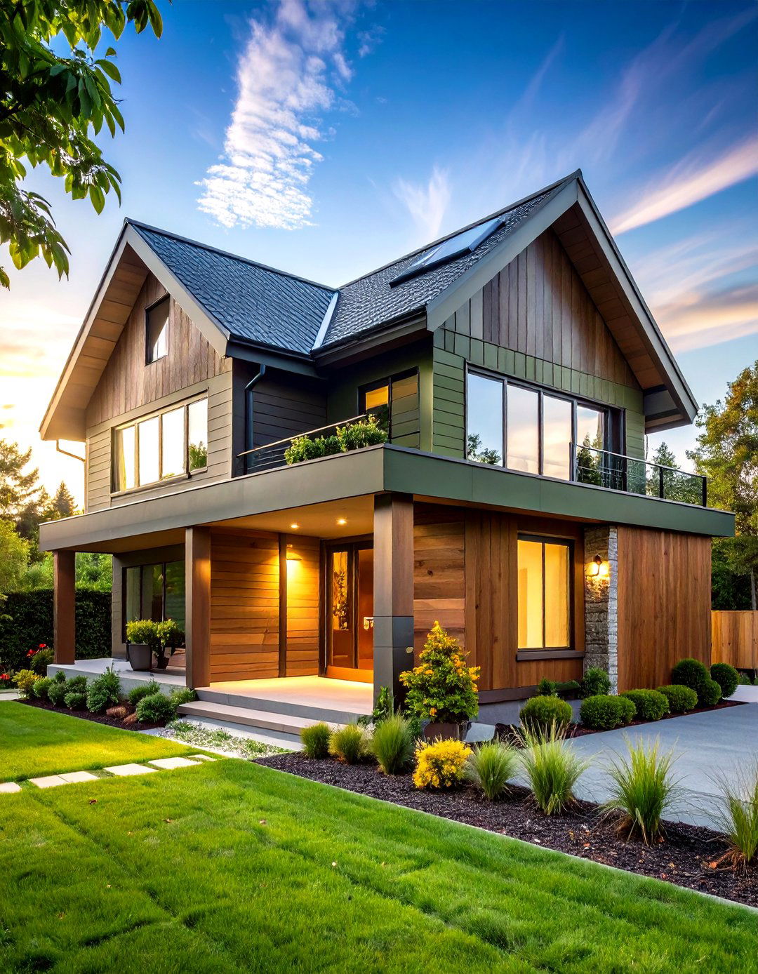 Sustainable Dark Olive Green House Using Recycled Siding - 20 Dark Olive Green House Designs