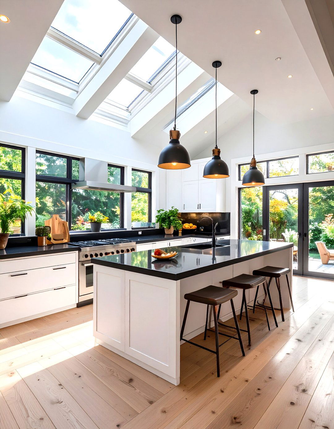 Sustainable Eco White Kitchen with Black Countertops