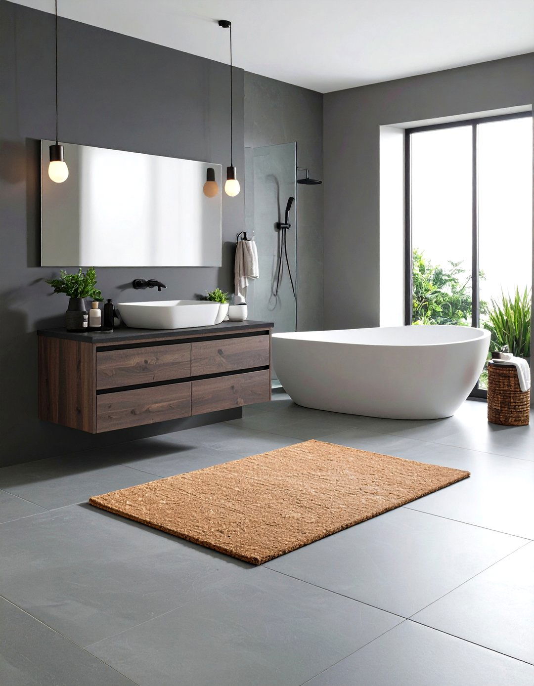 Sustainable Gray Cork Cushions Every Step - 20 Gray Floor Bathroom Ideas