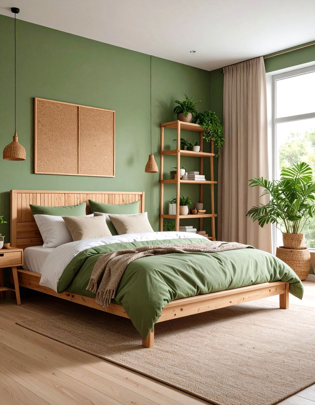 Sustainable Green Bedroom with Low VOC Paint and Bamboo Textiles - 20 Green Bedroom Ideas