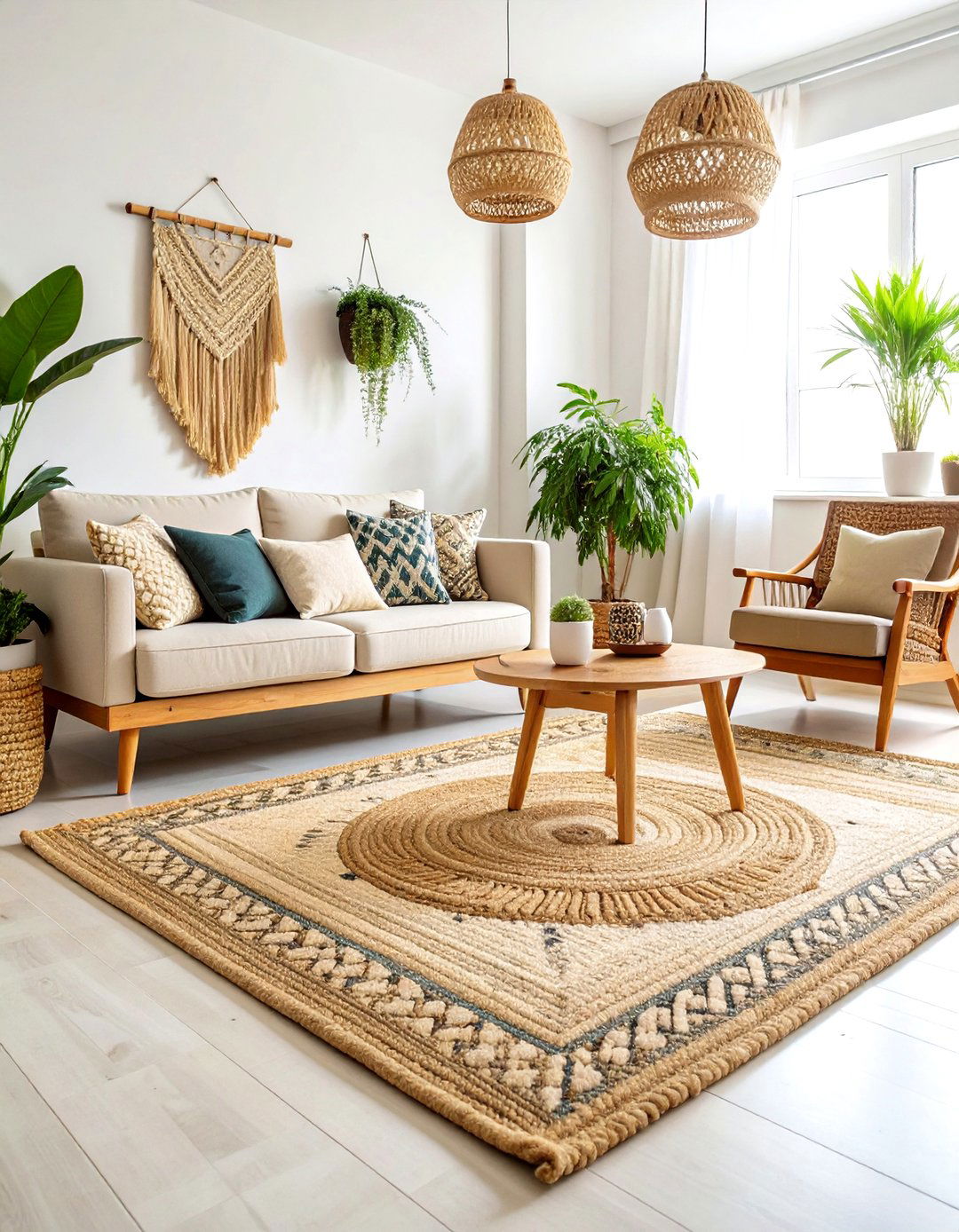 Sustainable Jute Living Room Rug Theme - 20 Living Room Rug Ideas
