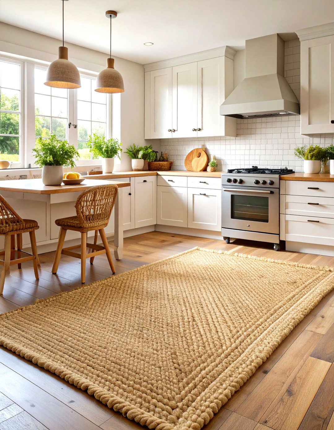 Sustainable Kitchen Rug with Natural Jute Fibers - 20 Kitchen Rug Ideas