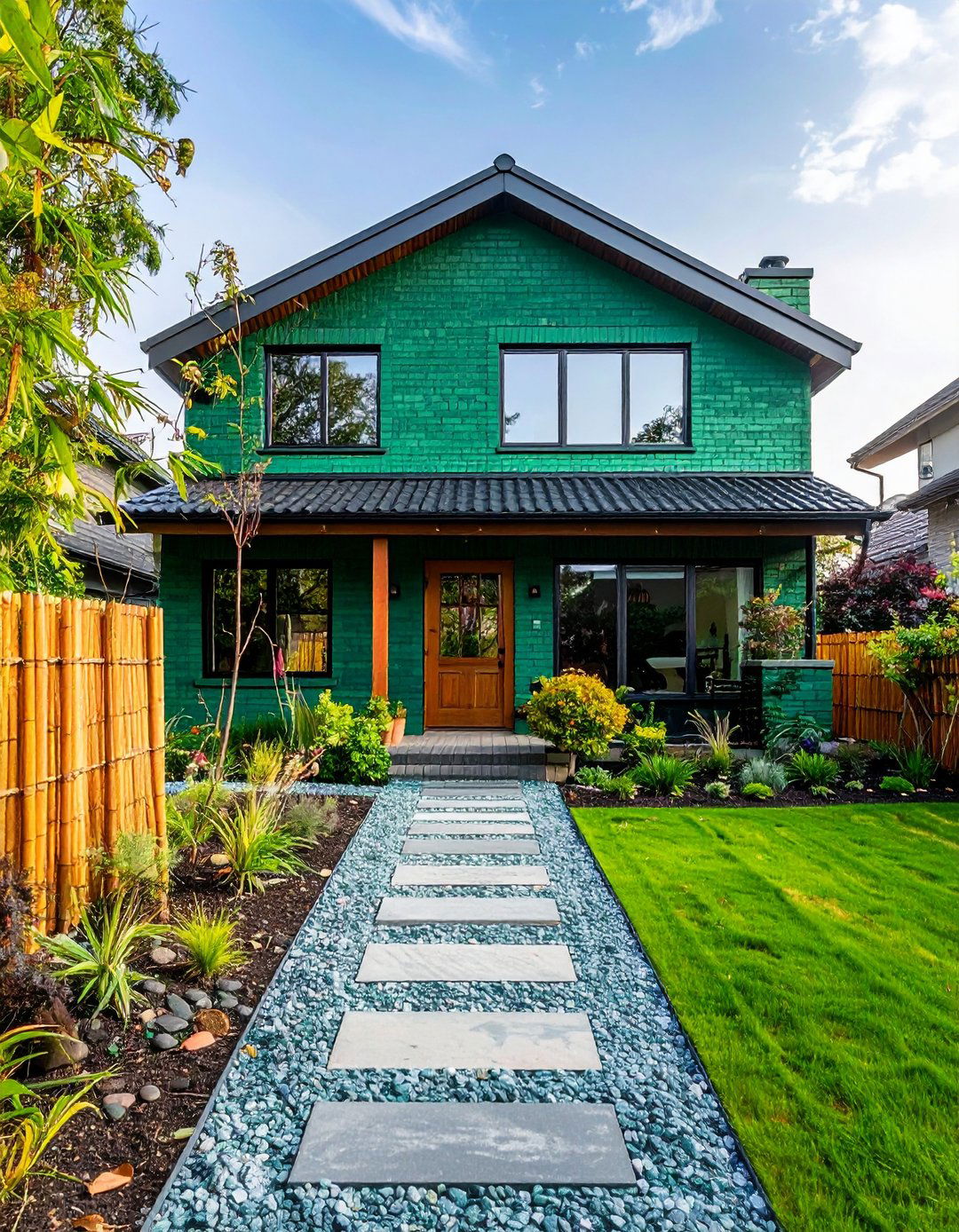 Sustainable Materials - 20 Sage Green Painted Brick House Ideas